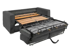 Sofá-cama 140 cm veludo canelado antracite assento memória de forma ripas largas 18 cm LORETO