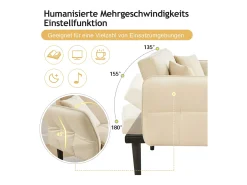 Sofá-cama 2 em 1: Dois lugares com revestimento em veludo, dobrável, ideal para espaços pequenos.