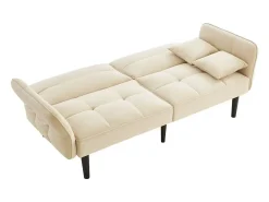 Sofá-cama 2 em 1: Dois lugares com revestimento em veludo, dobrável, ideal para espaços pequenos.
