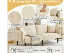 Sofá-cama 2 em 1: Dois lugares com revestimento em veludo, dobrável, ideal para espaços pequenos.