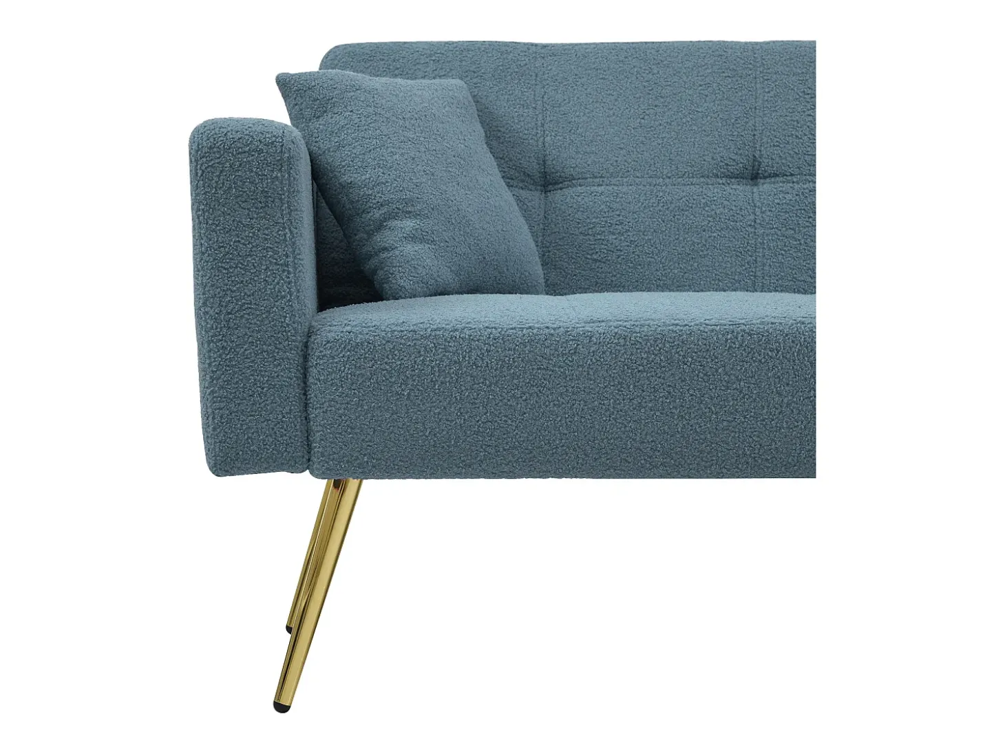 Sofá-cama 2 lugares - ângulo ajustável - con almofadas e bolsos de armazenamento laterais - azul antigo