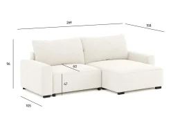 Sofá-cama 3 lugares Bege - chaise reversível lado direito/esquerdoche com arrumação integrada (269 x 158 x 96 cm) - LAUREN