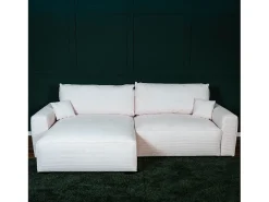 Sofá-cama 3 lugares Bege - chaise reversível lado direito/esquerdoche com arrumação integrada (269 x 158 x 96 cm) - LAUREN