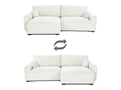 Sofá-cama 3 lugares Bege - chaise reversível lado direito/esquerdoche com arrumação integrada (269 x 158 x 96 cm) - LAUREN
