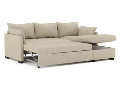 Sofá-cama 3 lugares Bege - chaise longue reversível lado direito/esquerdoche com arrumação integrada (221 x 162 x 85 cm) - ORLANDO