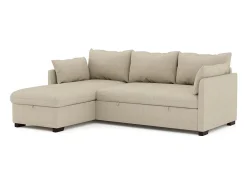 Sofá-cama 3 lugares Bege - chaise longue reversível lado direito/esquerdoche com arrumação integrada (221 x 162 x 85 cm) - ORLANDO