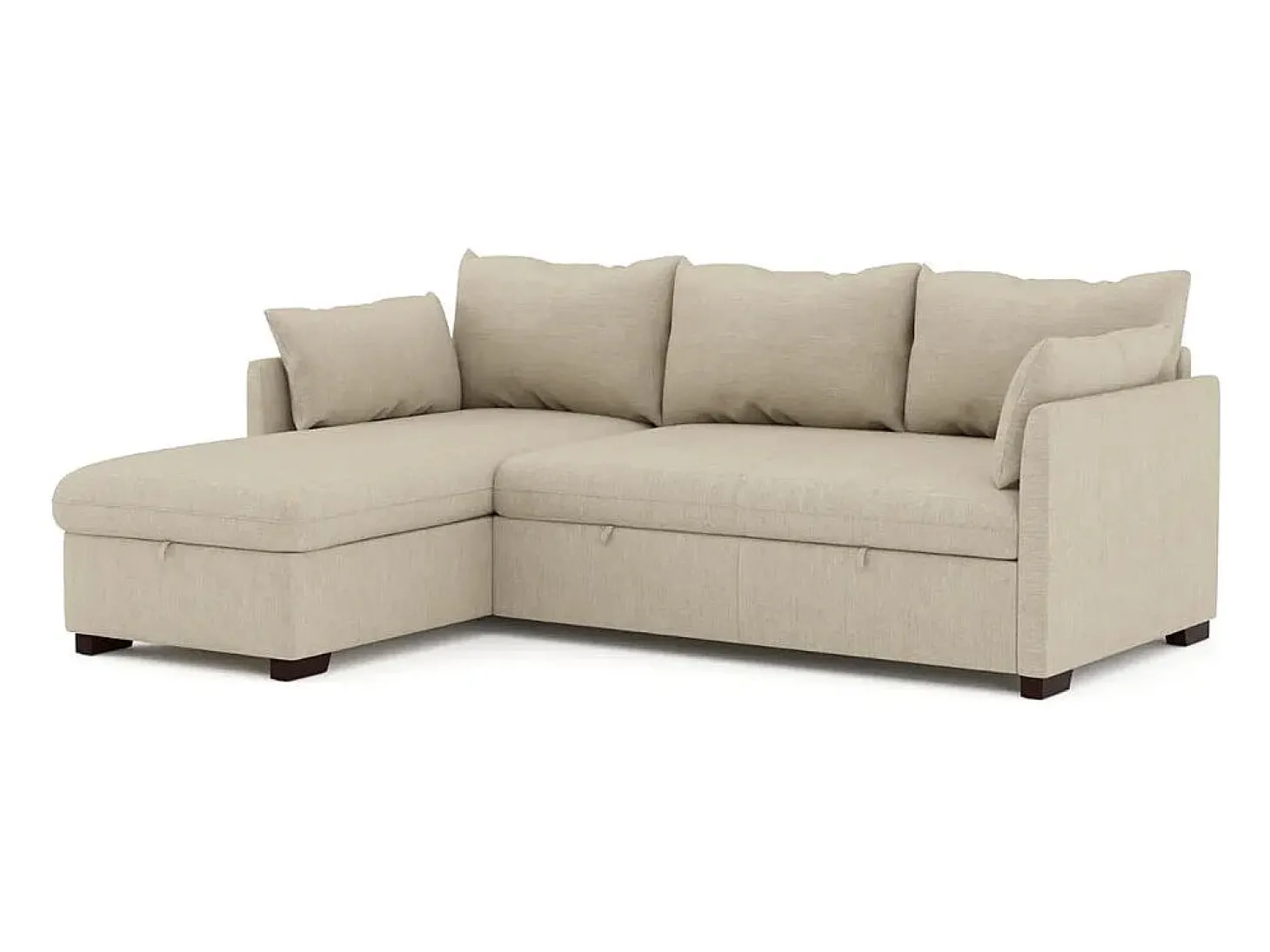 Sofá-cama 3 lugares Bege - chaise longue reversível lado direito/esquerdoche com arrumação integrada (221 x 162 x 85 cm) - ORLANDO