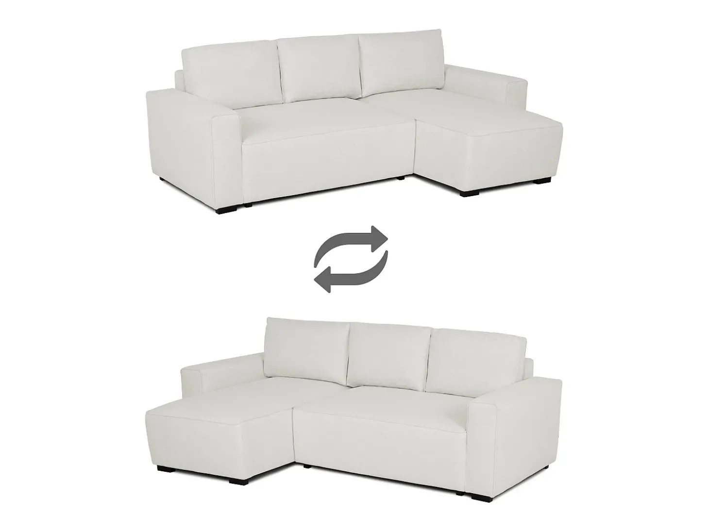 Sofá-cama 3 lugares Bege - chaise longue reversível lado direito/esquerdoche com arrumação integrada (239 x 157 x 91 cm) - JADE