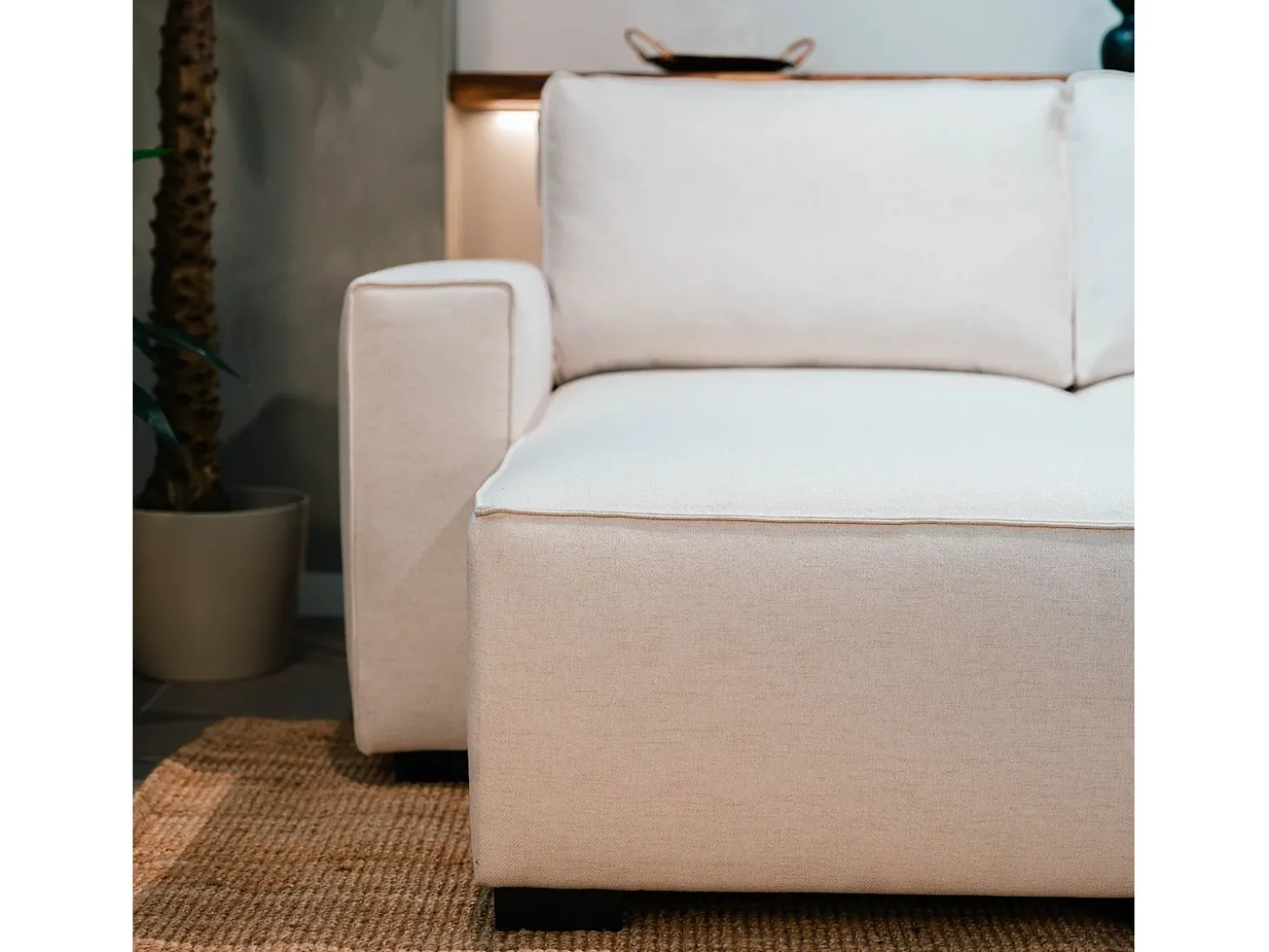 Sofá-cama 3 lugares Bege - chaise longue reversível lado direito/esquerdoche com arrumação integrada (239 x 157 x 91 cm) - JADE