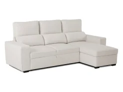 Sofá-cama 3 lugares Bege - chaise longue reversível lado direito/esquerdoche com arrumação integrada (248,5 x 117 x 103 cm) - HARPER