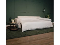Sofá-cama 3 lugares Bege chaise longue reversível lado direito/esquerdoche com 2 pufes (248 x 117 x 90 cm) - AVERY
