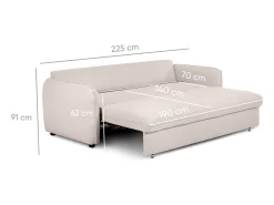 Sofá-cama 3 lugares Bege com abertura fácil (225 x 140 x 91 cm) - CHLOE