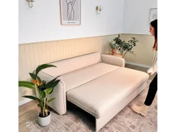 Sofá-cama 3 lugares Bege com abertura fácil (225 x 140 x 91 cm) - CHLOE