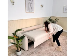 Sofá-cama 3 lugares Bege com abertura fácil (225 x 140 x 91 cm) - CHLOE