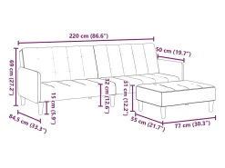 Sofá-cama 2 lugares c/ apoio de pés veludo amarelo