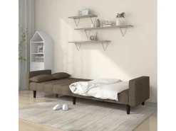 Sofá-cama 2 lugares c/ duas almofadas tecido cinza-acastanhado PT142568