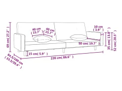 Sofá-cama 2 lugares c/ duas almofadas tecido cinza-acastanhado