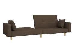 Sofá-cama 2 lugares c/ duas almofadas tecido cinza-acastanhado PT526499