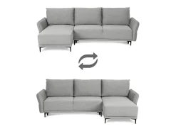 Sofá-cama 3 lugares Cinzento Tempestade + chaise longue reversível lado direito/esquerdoche (260,5 x 156 x 92 cm) - TOBY
