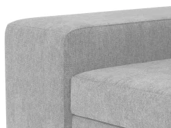 Sofá-cama 3 lugares Cinzento Claro avec chaise longue reversível lado direito/esquerdoche - cabeceiras ajustáveis - 2 Poufs (263 x 127 x 96 cm) - JOHN