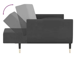 Sofá-cama 2 lugares com duas almofadas veludo cinzento-escuro