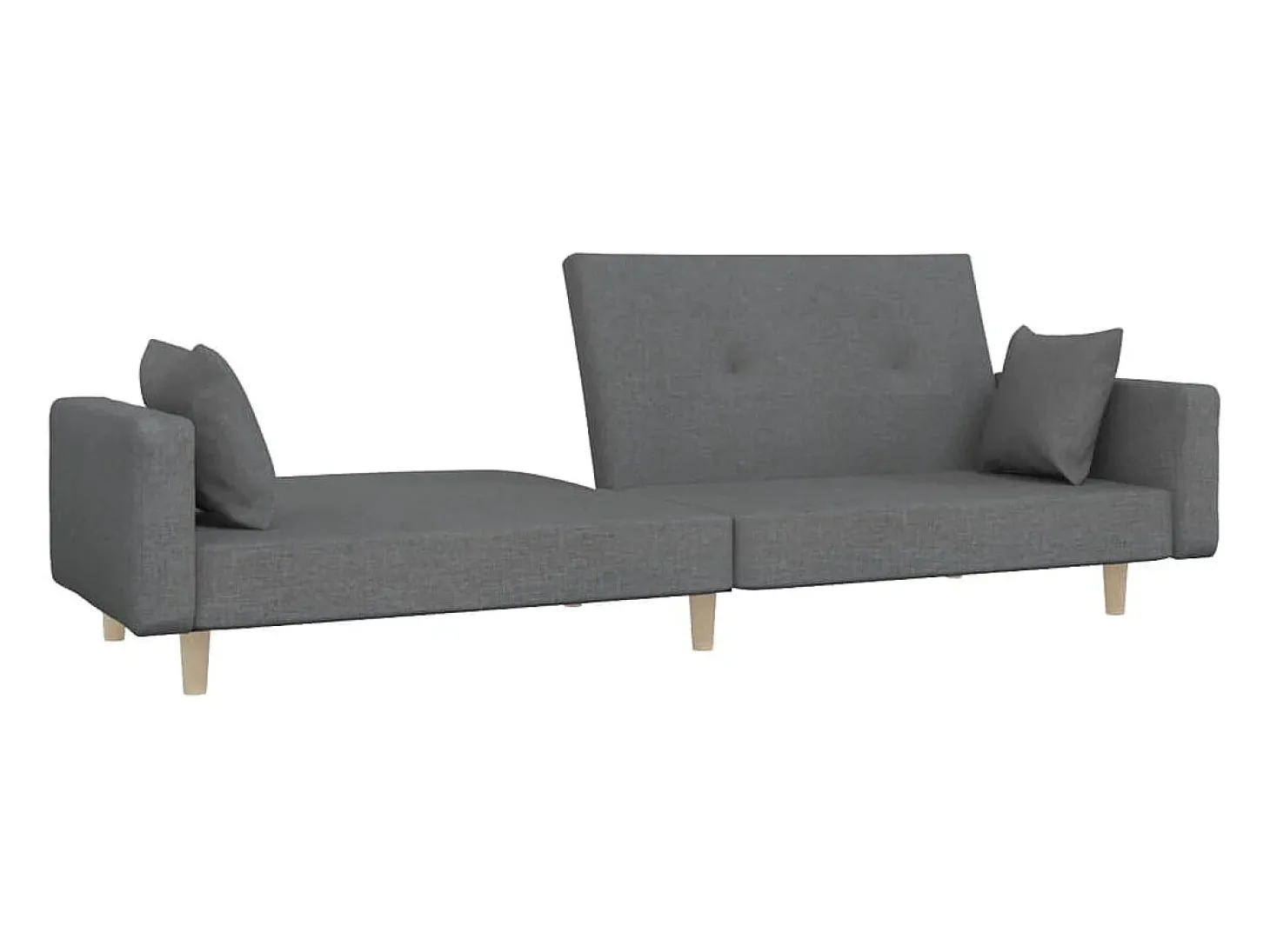 Sofá-cama 2 lugares com duas almofadas tecido cinzento-claro PT464355