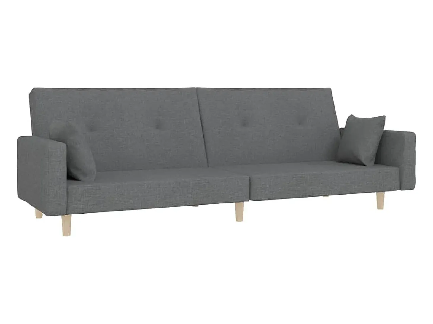Sofá-cama 2 lugares com duas almofadas tecido cinzento-claro PT464355