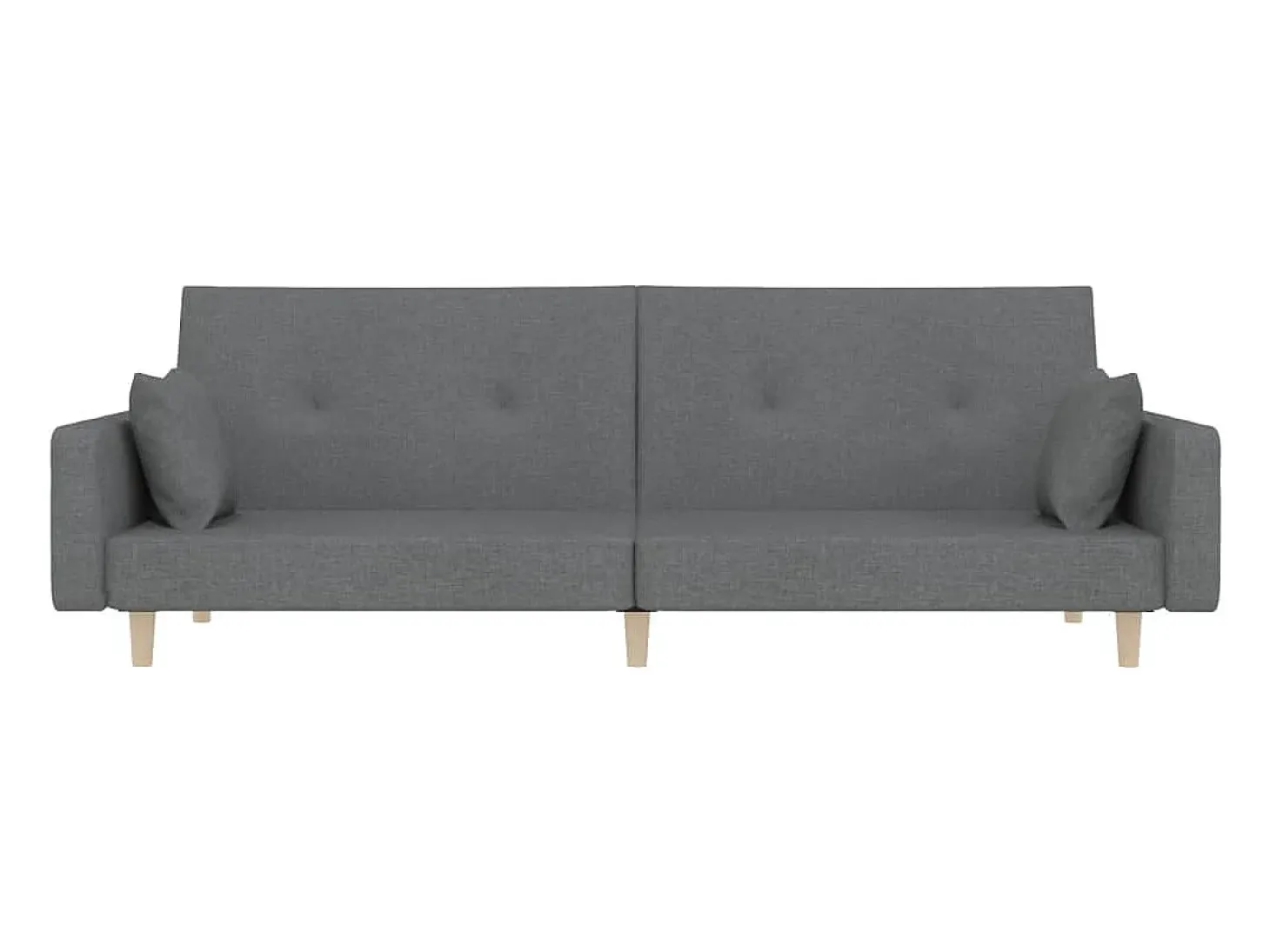 Sofá-cama 2 lugares com duas almofadas tecido cinzento-claro PT464355