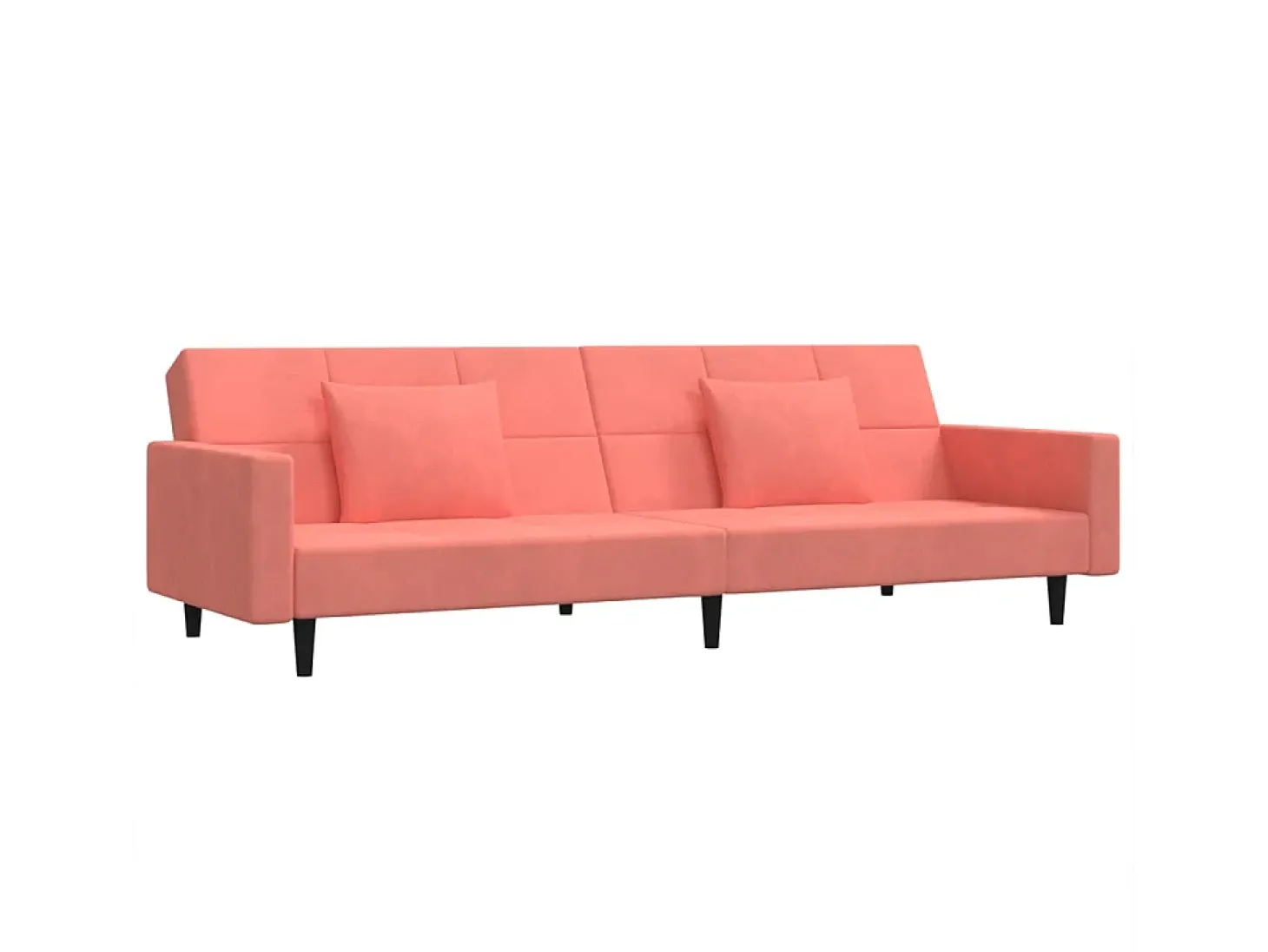 Sofá-cama 2 lugares com duas almofadas veludo rosa