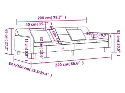 Sofá-cama 2 lugares com duas almofadas veludo rosa