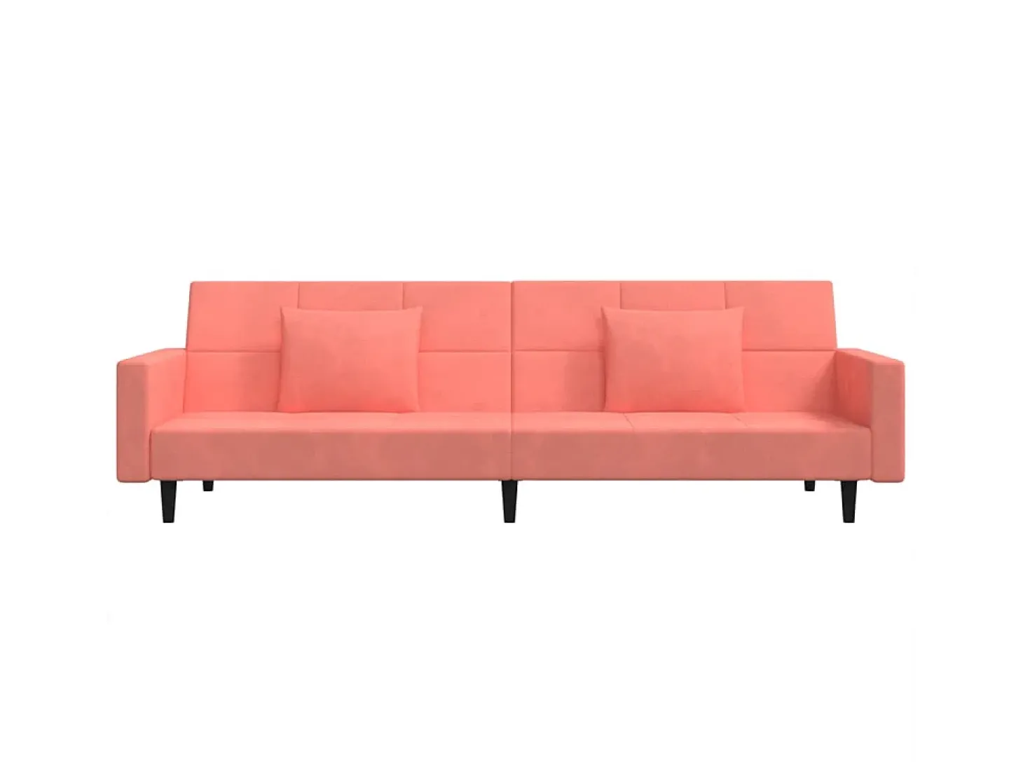 Sofá-cama 2 lugares com duas almofadas veludo rosa