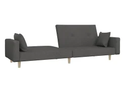Sofá-cama 2 lugares com duas almofadas tecido cinzento-escuro