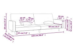 Sofá-cama 2 lugares com duas almofadas tecido cinzento-escuro