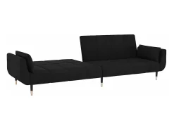 Sofá-cama 2 lugares com duas almofadas veludo preto