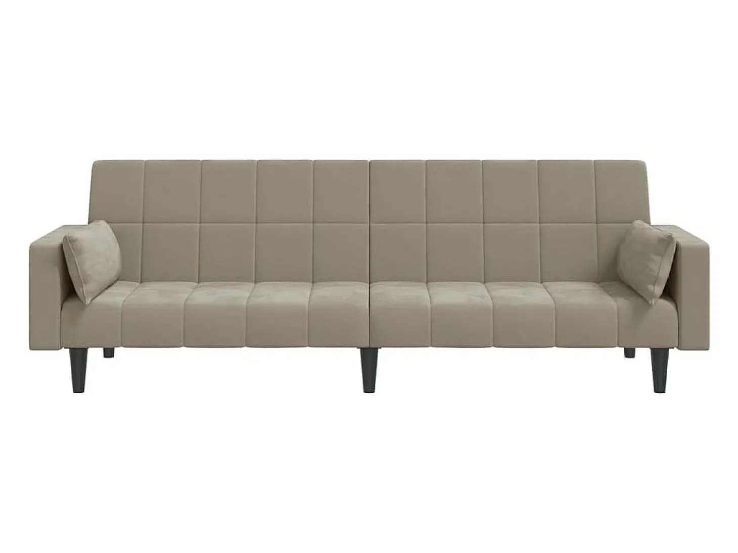 Sofá-cama 2 lugares com duas almofadas veludo cinzento-claro PT887803