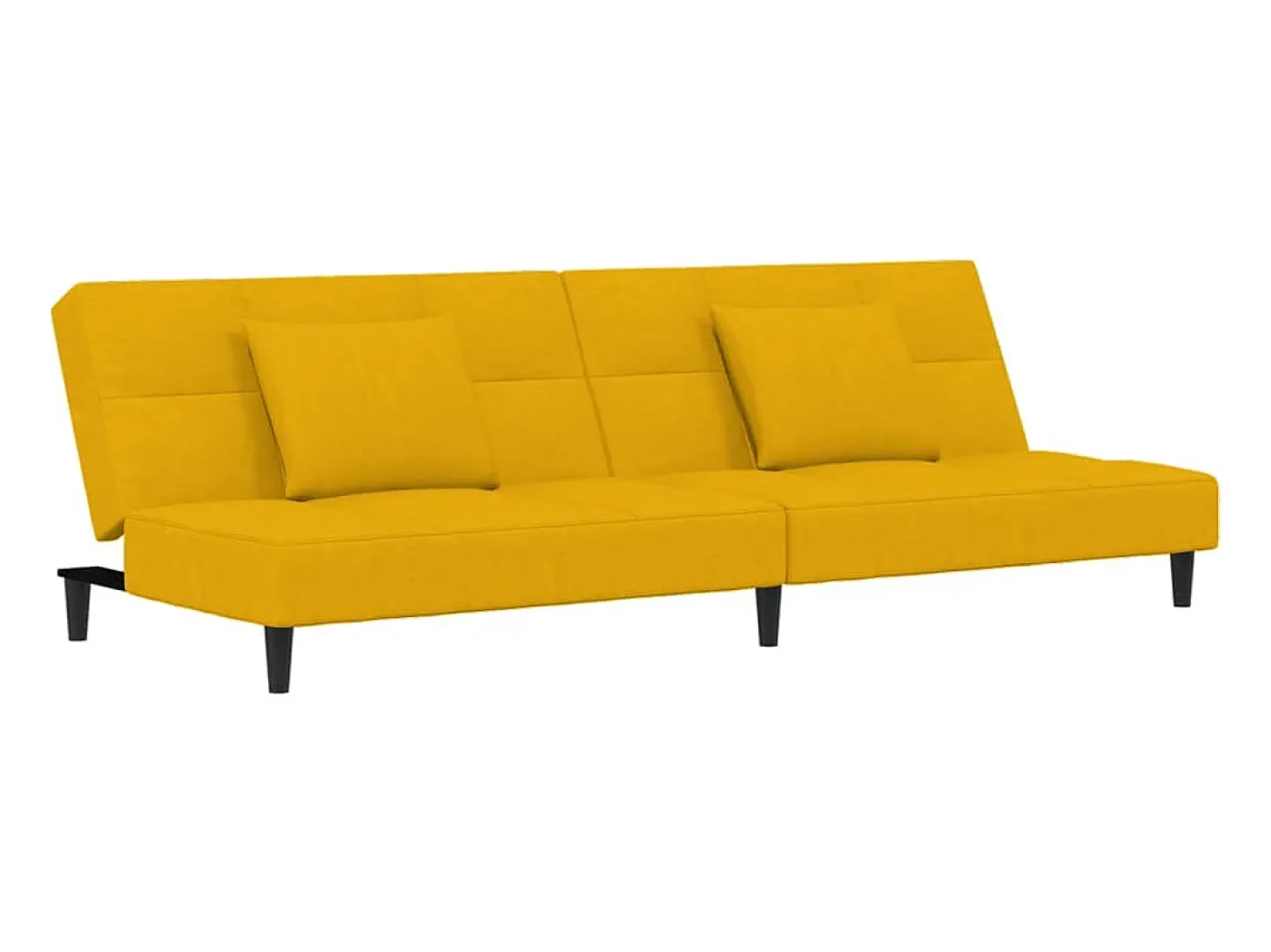 Sofá-cama 2 lugares com duas almofadas veludo amarelo PT390677