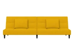 Sofá-cama 2 lugares com duas almofadas veludo amarelo PT390677