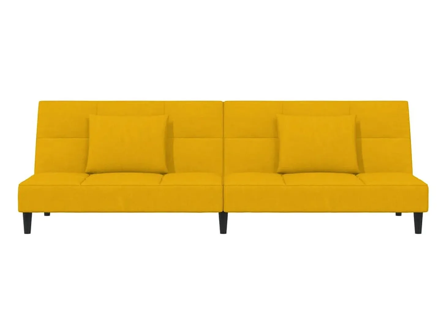 Sofá-cama 2 lugares com duas almofadas veludo amarelo PT390677
