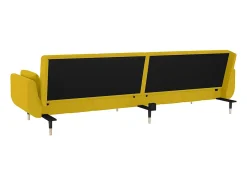 Sofá-cama 2 lugares com duas almofadas veludo amarelo