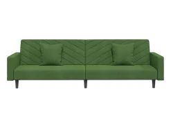Sofá-cama 2 lugares com duas almofadas veludo verde-escuro
