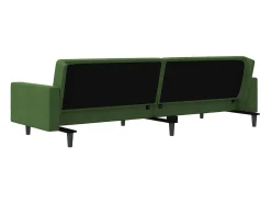 Sofá-cama 2 lugares com duas almofadas veludo verde-escuro
