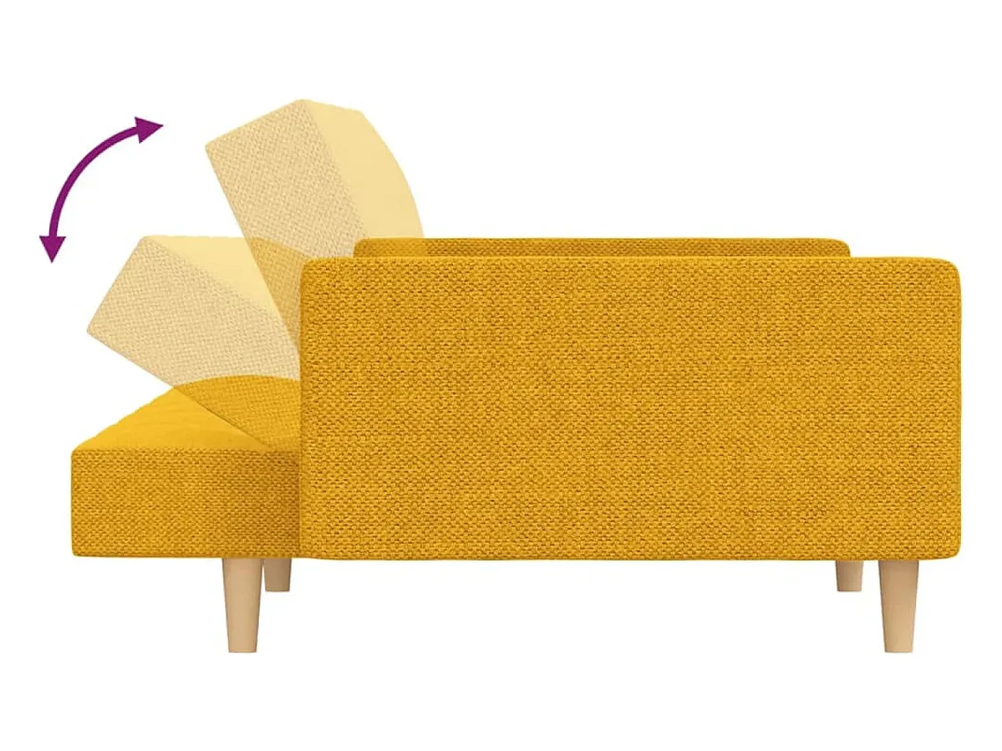 Sofá-cama 2 lugares com duas almofadas tecido amarelo