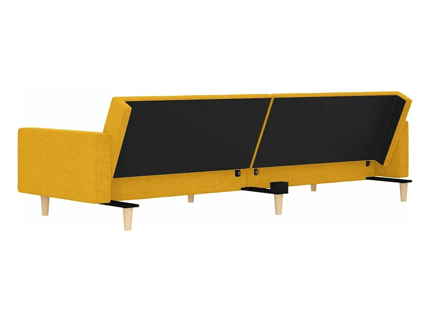 Sofá-cama 2 lugares com duas almofadas tecido amarelo