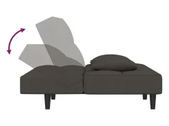 Sofá-cama 2 lugares com duas almofadas veludo cinzento-escuro