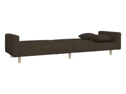 Sofá-cama 2 lugares com duas almofadas tecido castanho-escuro