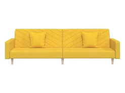 Sofá-cama 2 lugares com duas almofadas tecido amarelo PT904882