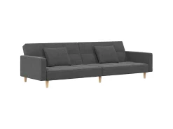 Sofá-cama 2 lugares com duas almofadas tecido cinzento-claro PT913398