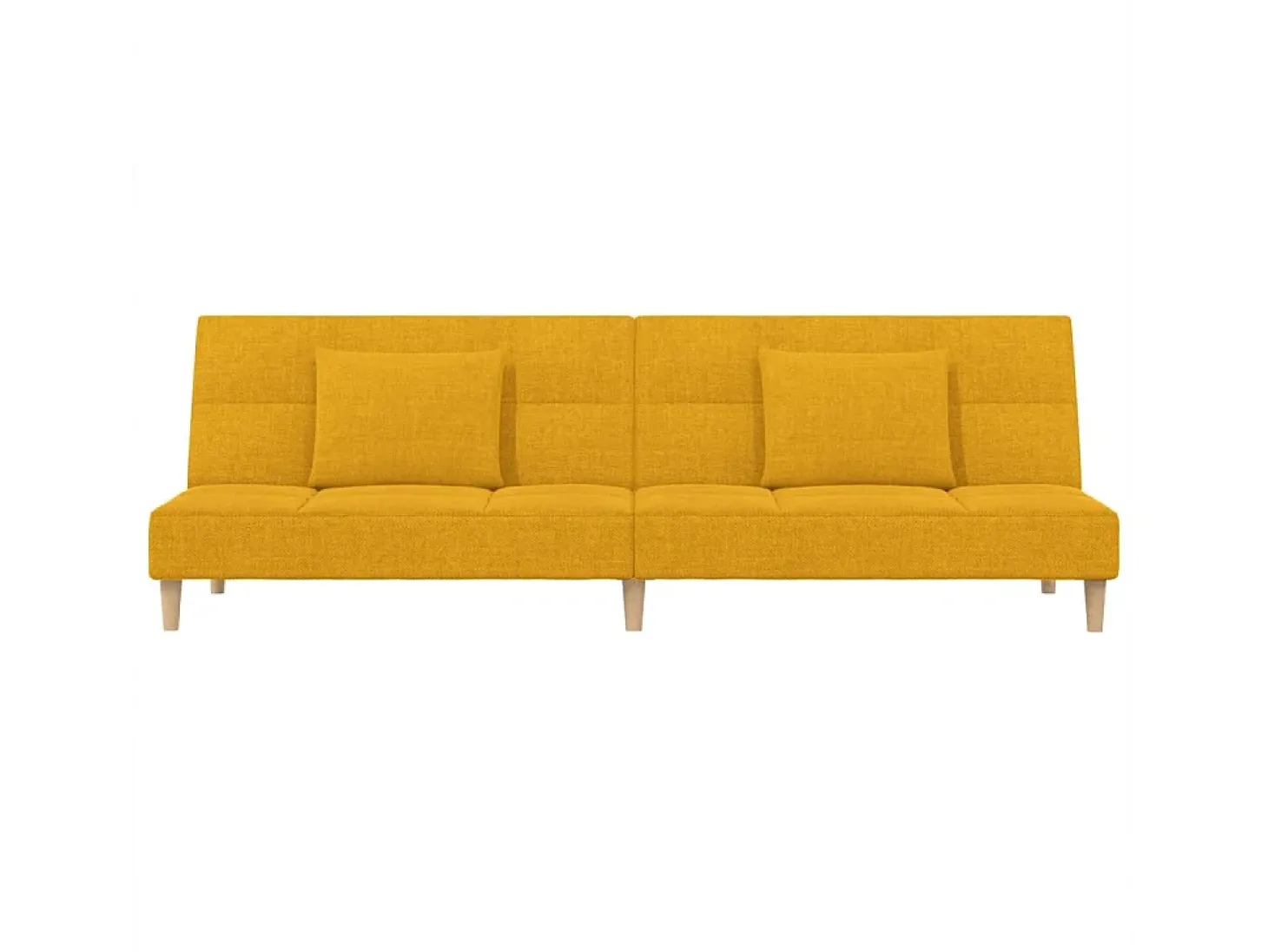 Sofá-cama 2 lugares com duas almofadas tecido amarelo