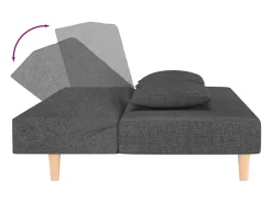 Sofá-cama 2 lugares com duas almofadas tecido cinzento-escuro