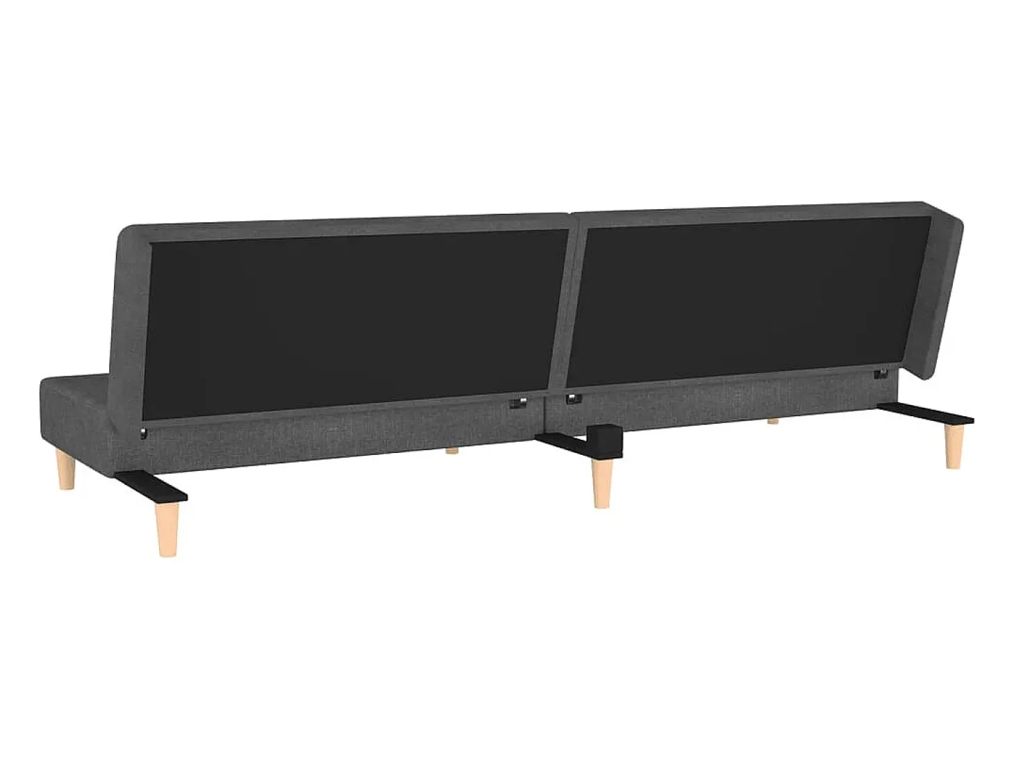 Sofá-cama 2 lugares com duas almofadas tecido cinzento-escuro